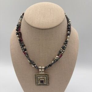 Unbranded Beaded Pendant Necklace Black Red Dark Romance Statement Gothic Witchy